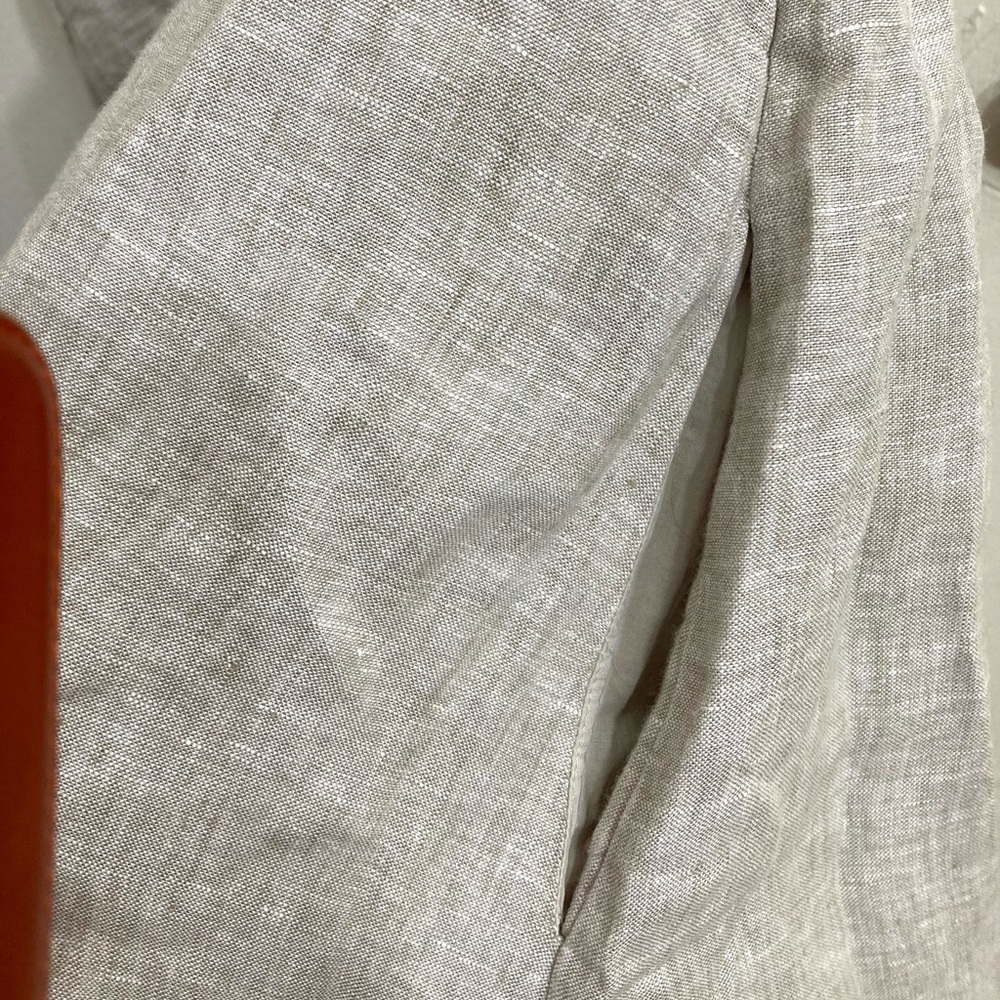 100% European Linen Fit & Flare Midi Dress Color Flax/Size L - Picture 6 of 14